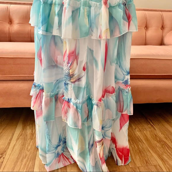 Latiste Floral Chiffon Watercolor Maxi Dress - Picture 13 of 15